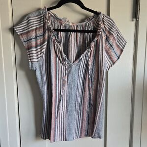 Striped V-Neck Women's Top